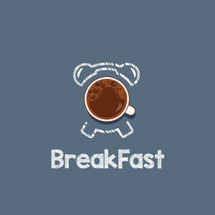Concept illustration of Breakfast time. isolated on a gray background
