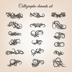 Vintage calligraphic swirl ornaments set