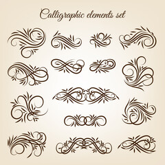 Vintage calligraphic swirl ornaments set