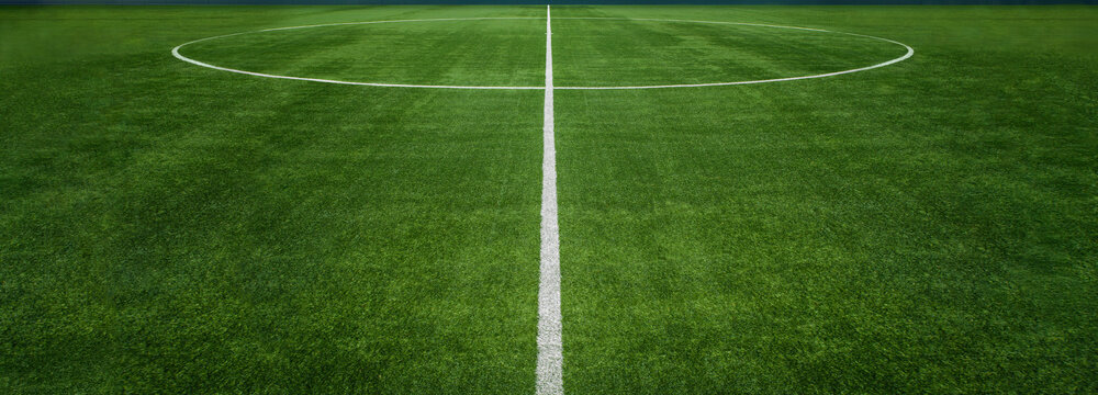 textured soccer game field - center, midfield