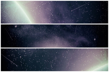 Abstract, beautiful, space background. Stars, nebulae, and a planet in space. Different variants.