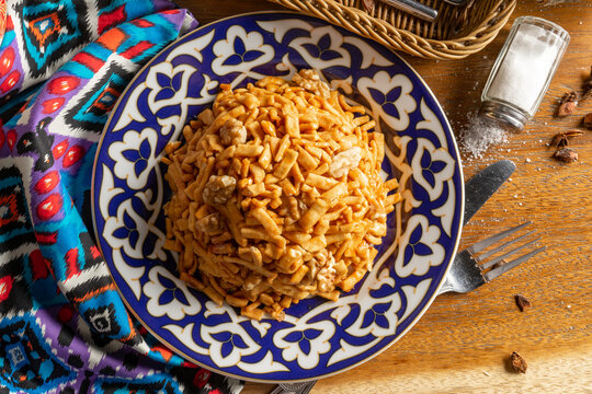 Chak-chak. Uzbek dessert made from pieces of dough soaked in honey.