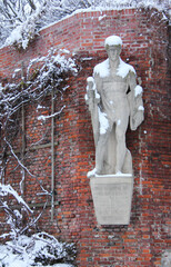 A sculpture in the Schlossberg hill of Graz in wintertime