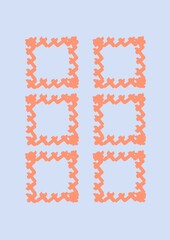 Six orange crosshatched frames with copy space on blue background