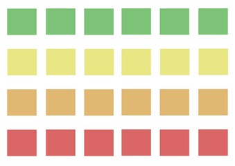 Twenty four colorful squares with copy space on white background