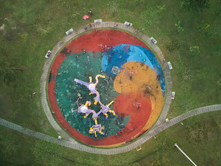 Aerial view of an outdoor playground