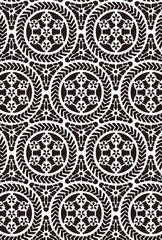 平安有職文様_藻に七曜蛮絵（もにしちようばんえ）_壁紙・白黒