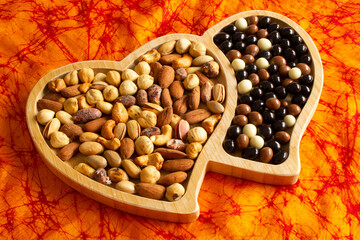 Mixed nuts and chocolate balls