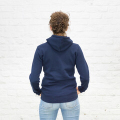 Blanko Kapuzenweater navy - Hoodie - No4 - Vorlage auf weißem Grund für Online-Shop