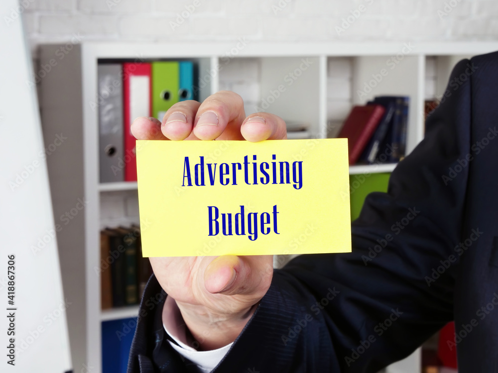 Wall mural business concept about advertising budget with sign on the page.