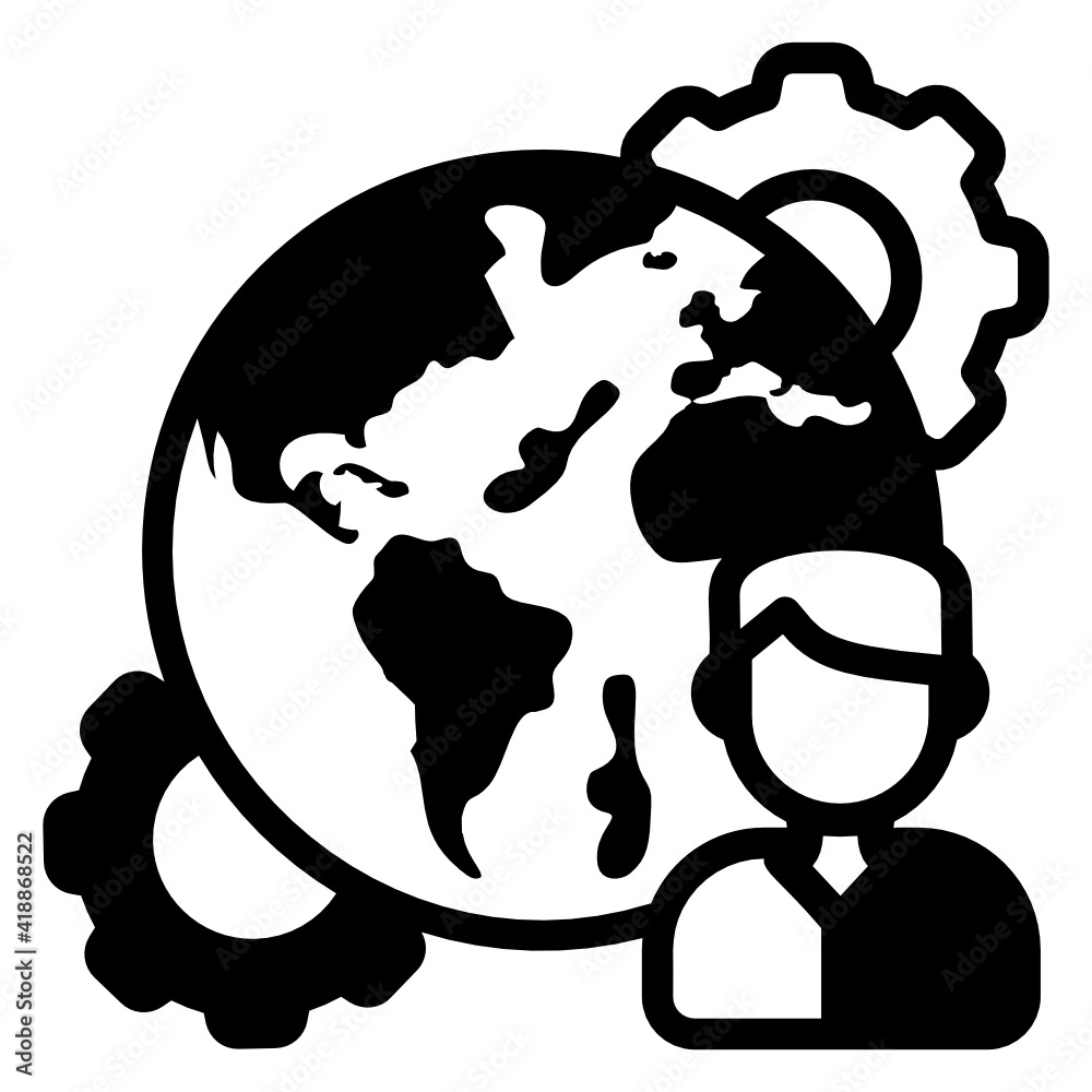 Canvas Prints global management in glyph style icon, editable vector