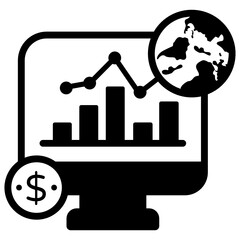 
Business analytical representation icon in solid design

