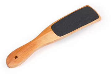 Wooden pedicure foot file in the form of emery board
