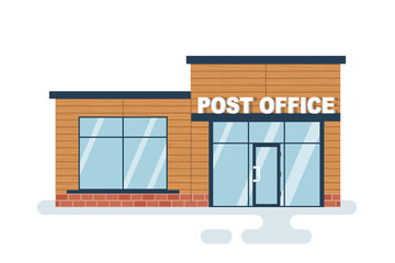 Post Office building. Vector illustration flat design. Isolated on white background.