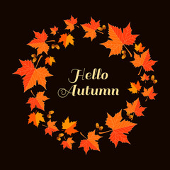Hello autumn leaves frame