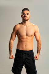 UFC fighter on a gray background