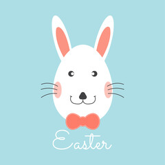 Happy easter with bunny and easter eggs greeting card. Easter day background. Vector illustration.