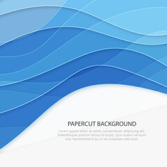 Blue paper cut background. Business background