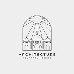 mosque architecture ramadan mubarak logo vector illustration design
