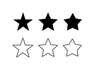 Set of stars icon, star symbol collection, black and white color - Vector