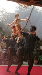 March 6 2021 - Bangkok, Thailand : Thai traditional handcrafted puppet shows at Baan Silapin...