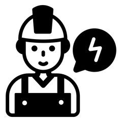 

Electrician, professional person icon in solid design. 


