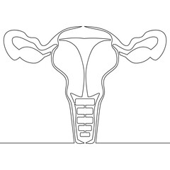 Continuous line drawing Uterus icon vector concept