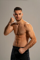 Fototapeta premium UFC fighter on a gray background