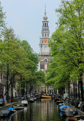 Cityscape of Amsterdam with a canal