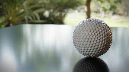 golf ball on table with empty space
