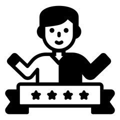 
Thumbs up with stars, appreciation icon

