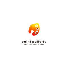 colorful paint pallete logo design vektor