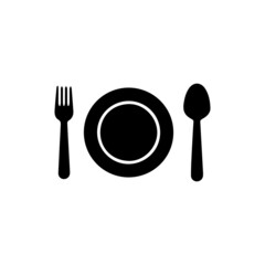 Plate, fork and knife vector icon