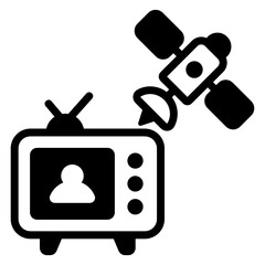 Naklejka premium Satellite television in glyph style icon
