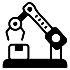 
Assembly line glyph icon, robotic arm

