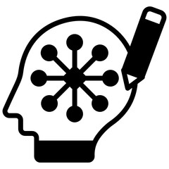 
Chip inside head denoting glyph icon of artificial intelligence 

