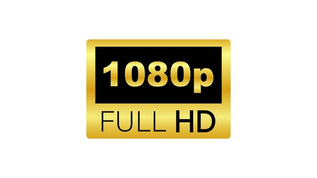 1080 Full HD label. High technology. LED television display. Motion graphics.
