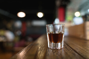 Cup of dark coffee shot or espresso