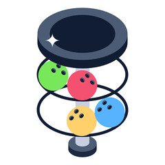 
Hard ball, cricket ball icon of isometric style 

