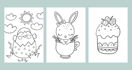 Easter Coloring Pages Printable and worksheet. Easter Activities for Kids, Easter Party, Easter Games.