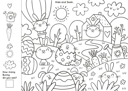 Easter Coloring Pages Printable and worksheet. Easter Activities for Kids, Easter Party, Easter Games.