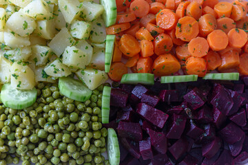 mixed and cooked vegetables ready on the table