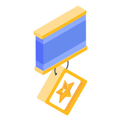 
Sports winning award, isometric icon of star badge 

