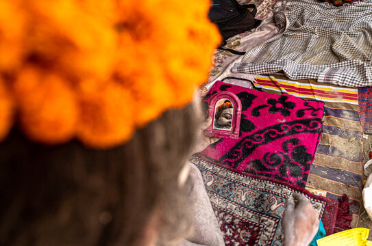 Portrait Of Naga Sadhu At Kumbh Mela.