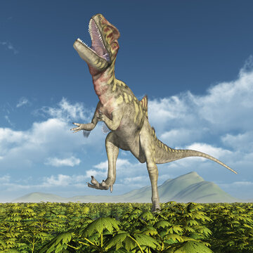Dinosaurier Concavenator in einer Landschaft