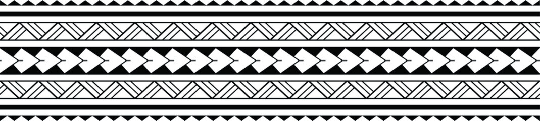 Maori Polynesian tattoo bracelet. Tribal sleeve seamless pattern vector. - obrazy, fototapety, plakaty