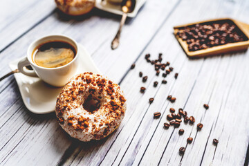 White donut with chocolate sprinkle