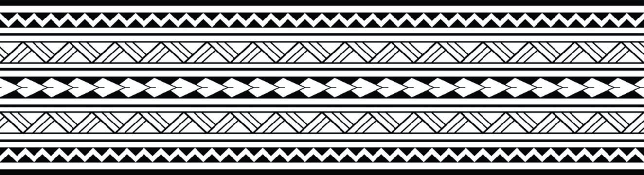 Maori Polynesian tattoo bracelet. Tribal sleeve seamless pattern vector.