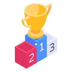 
Winning standing position, isometric icon of podium 

