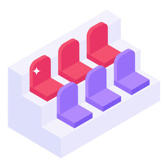 
Fitness bench icon of isometric style, gym equipment 

